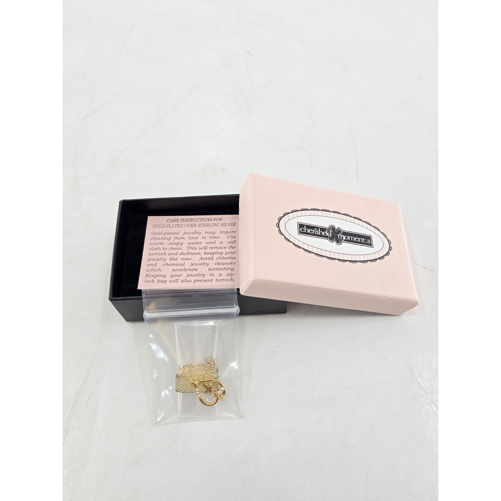 NEW Cherished Moments Dancing‎ Cross Heart Necklace - Gold Plate